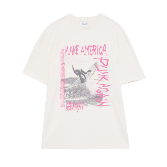 T-shirt Uomo oversize Amish Punk surf MAN AMISH Jersey Real Vintage Off White Bianco - T-Shirt di Amish | Francis Concept
