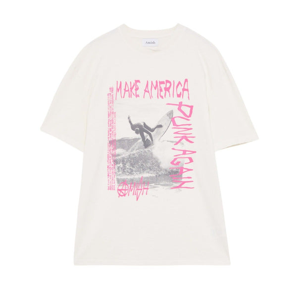 T-shirt Uomo oversize Amish Punk surf MAN AMISH Jersey Real Vintage Off White Bianco - T-Shirt di Amish | Francis Concept